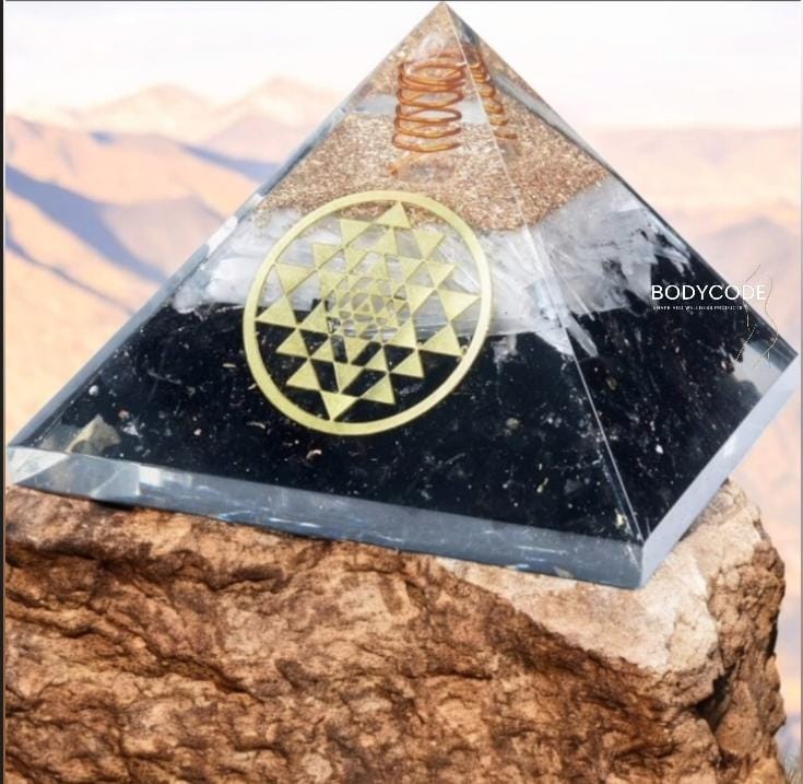Black Tourmaline Selenite Oregone Pyramid used at entrance of any place produce yin - Yang healing energy
₹ - 1500/-